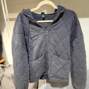 Grey Quilted Zipper Jacket, Feels like cloud! (S)